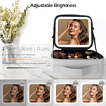 Estuche de maquillaje con espejo y luz, Momira, divisores ajustables.