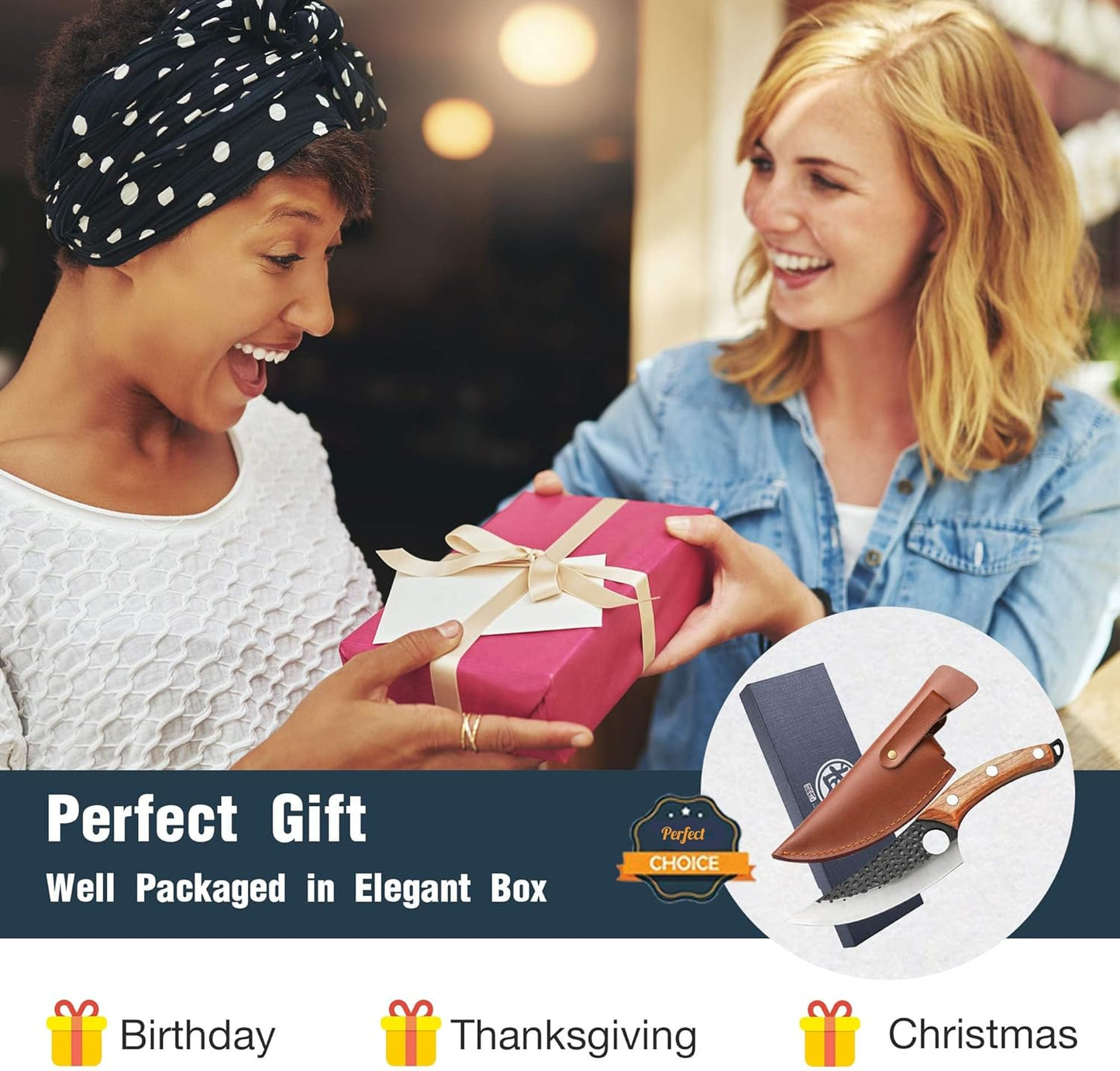 Cuchillo Vikingo Golden Bird, de carnicero, deshuesador.