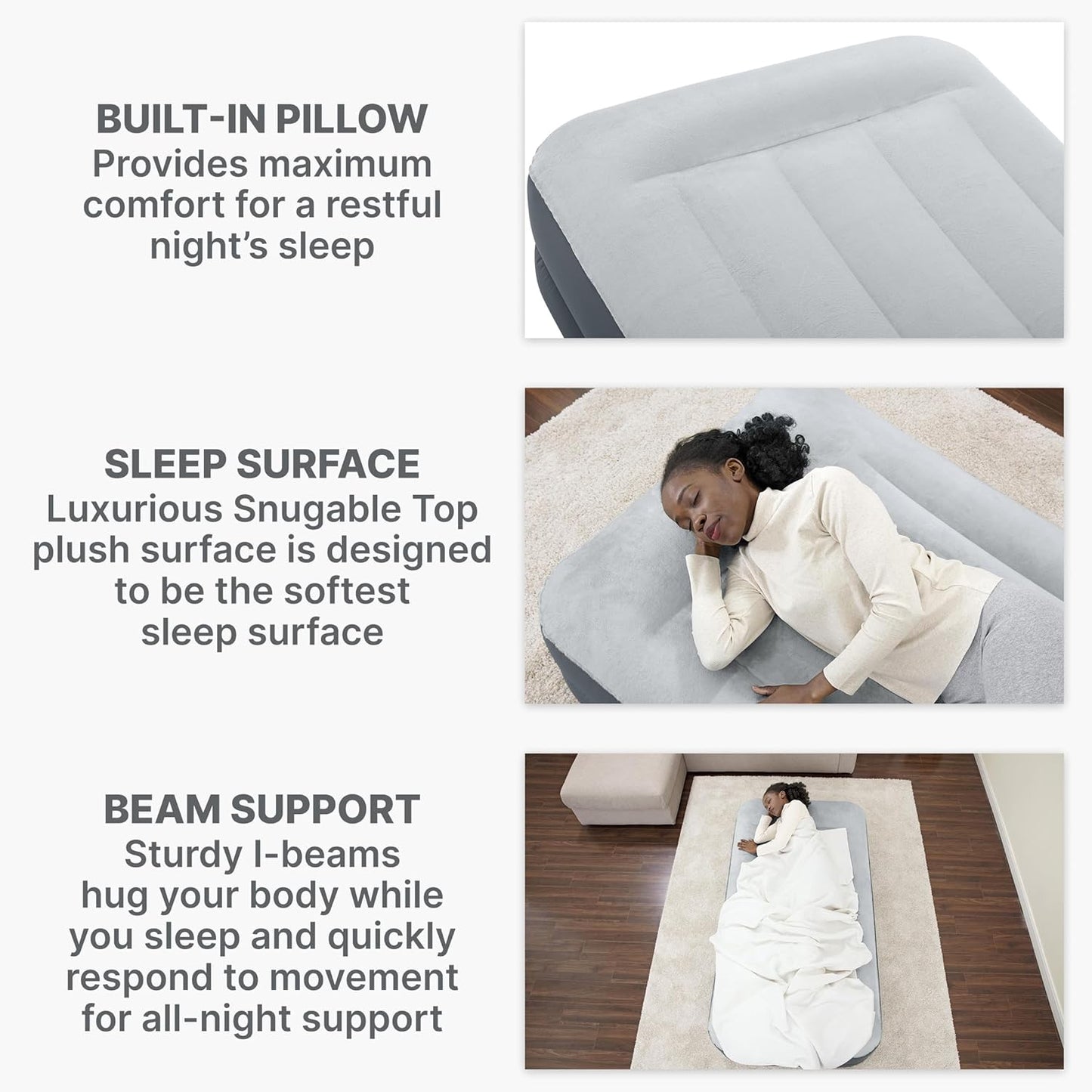 SleepLux - Colchón de aire para cama individual.