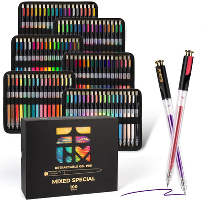 Bolígrafos de gel retráctiles, ZSCM de 100 colores, punta fina 0.039 in.