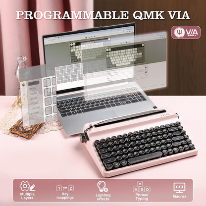 Teclado Yunzii, Máquina de Escribir, Inalámbrico Mecánico, BT (DETALLE)