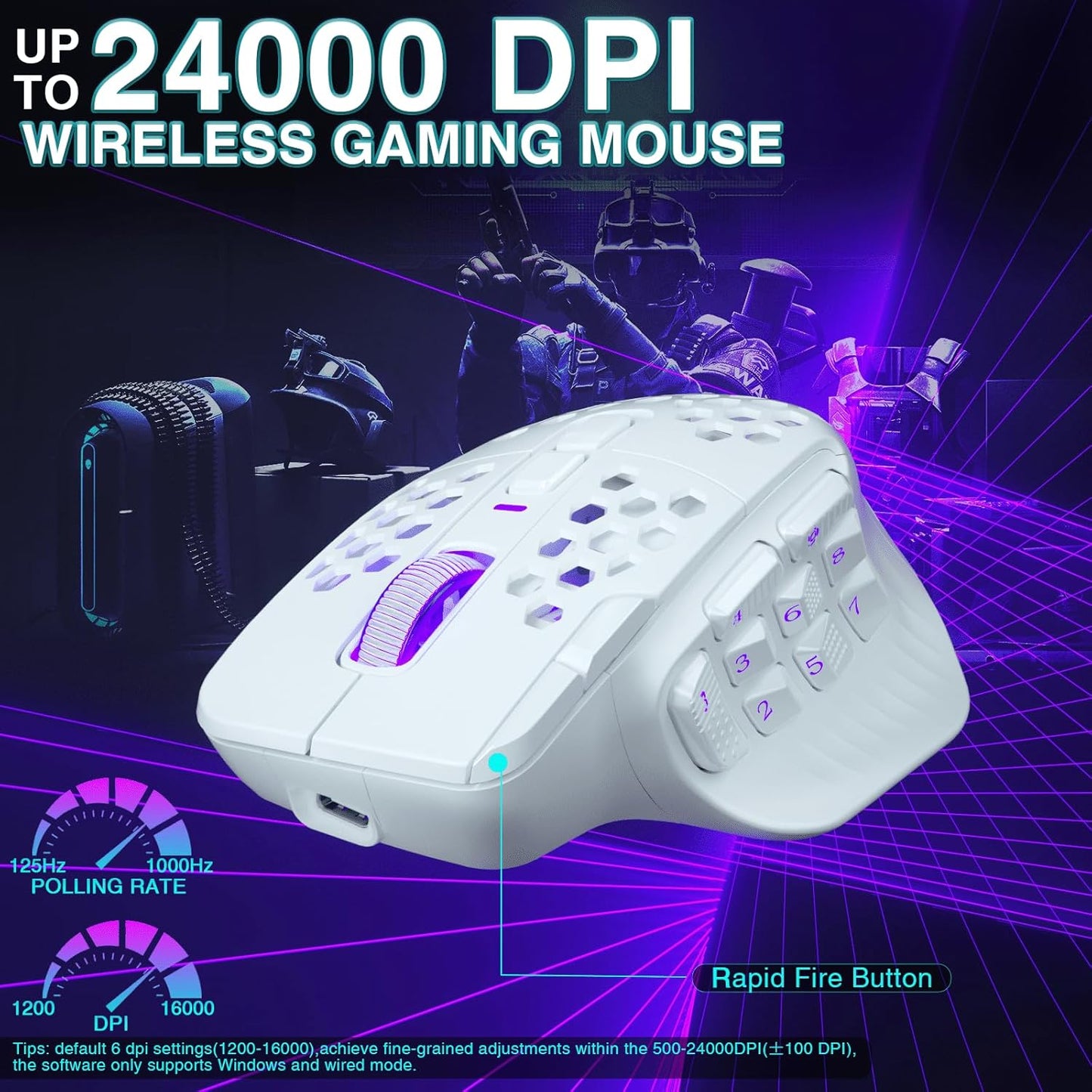 SM809 Pro Mouse inalámbrico MMO para juegos con 9 botones laterales, SOLAKAKA