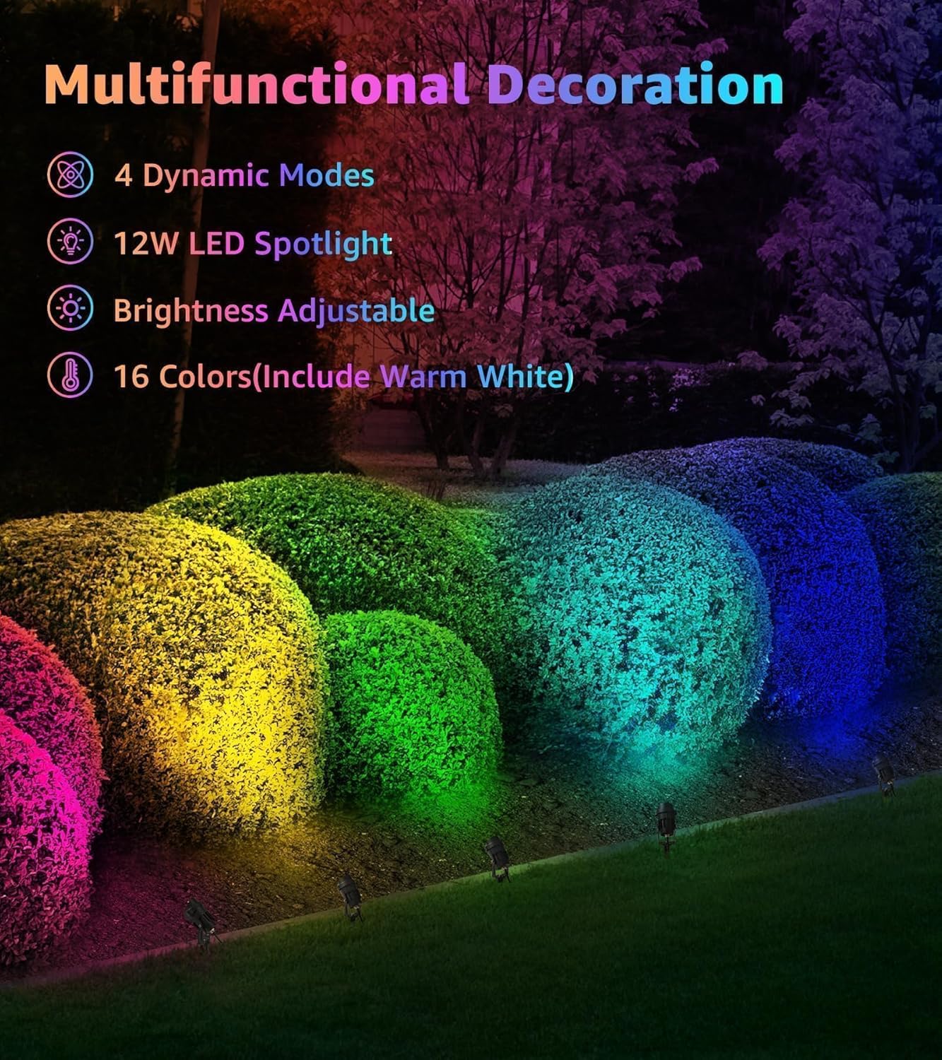 Luces de paisaje, impermeables, con control remoto, RGB, Sunvie.