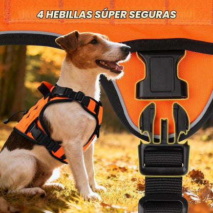 Arnés táctico Wingoin naranja, para perros medianos, reflectante ajustable