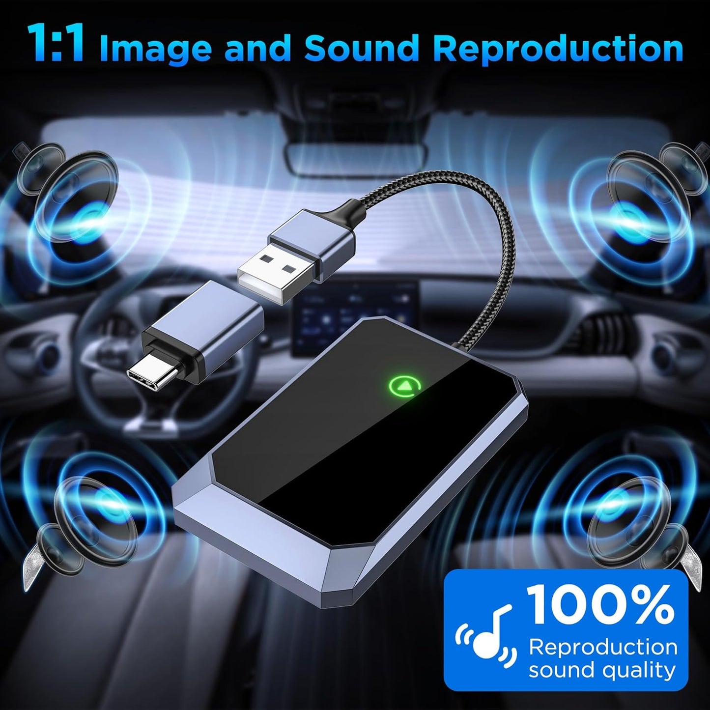 Adaptador inalámbrico Carplay tipo-C