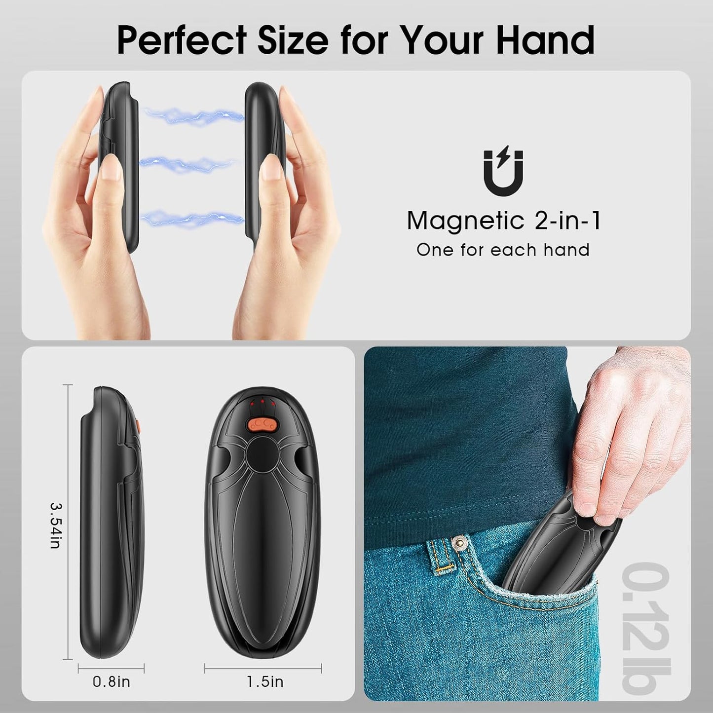 Calentadores de manos con IA recargables estuche de carga (USADO)