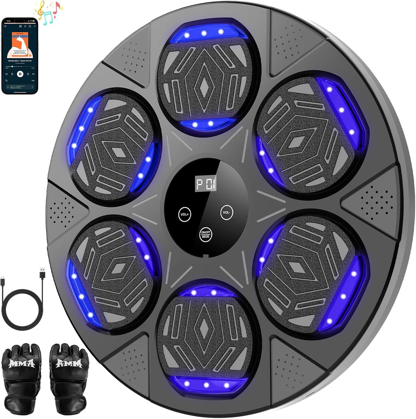 Máquina de entrenamiento de boxeo inteligente con Bluetooth y guantes de boxeo