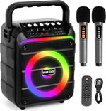 Máquina de karaoke, 2 micrófonos inalámbricos, entrada AUX.