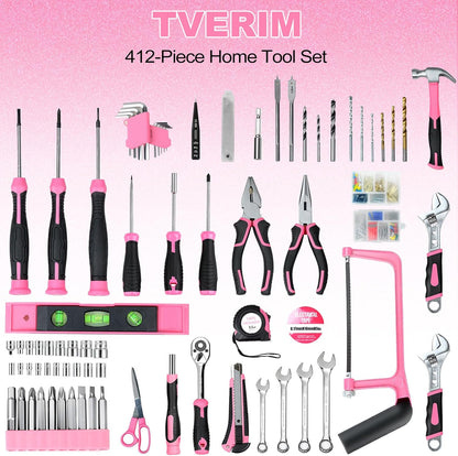 Kit de herramientas Tverim, rep. domésticas/automotrices, 412 pcs.