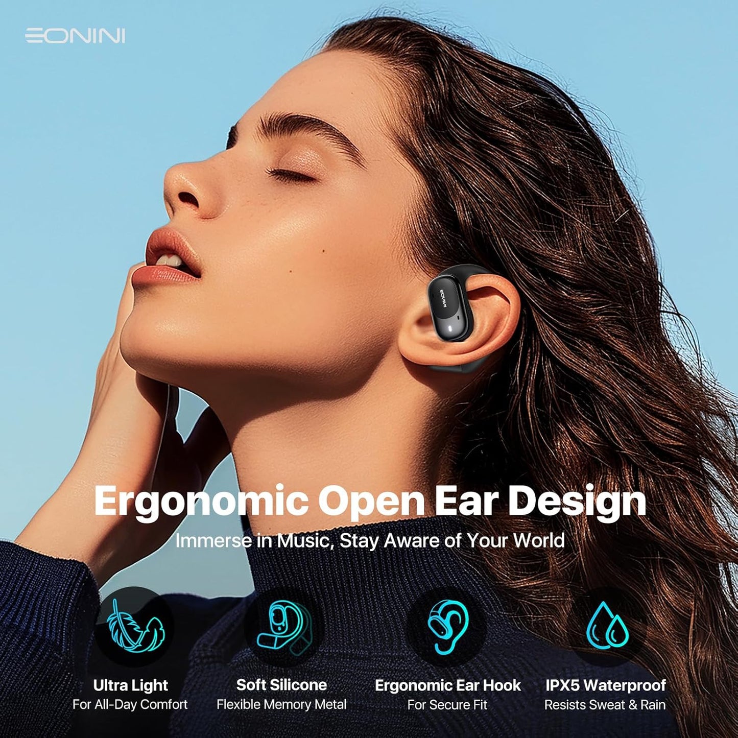 Eonini Auriculares inalámbricos con Bluetooth abiertos