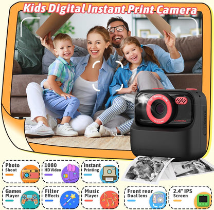 Cámara de fotos instantánea para niños color negro