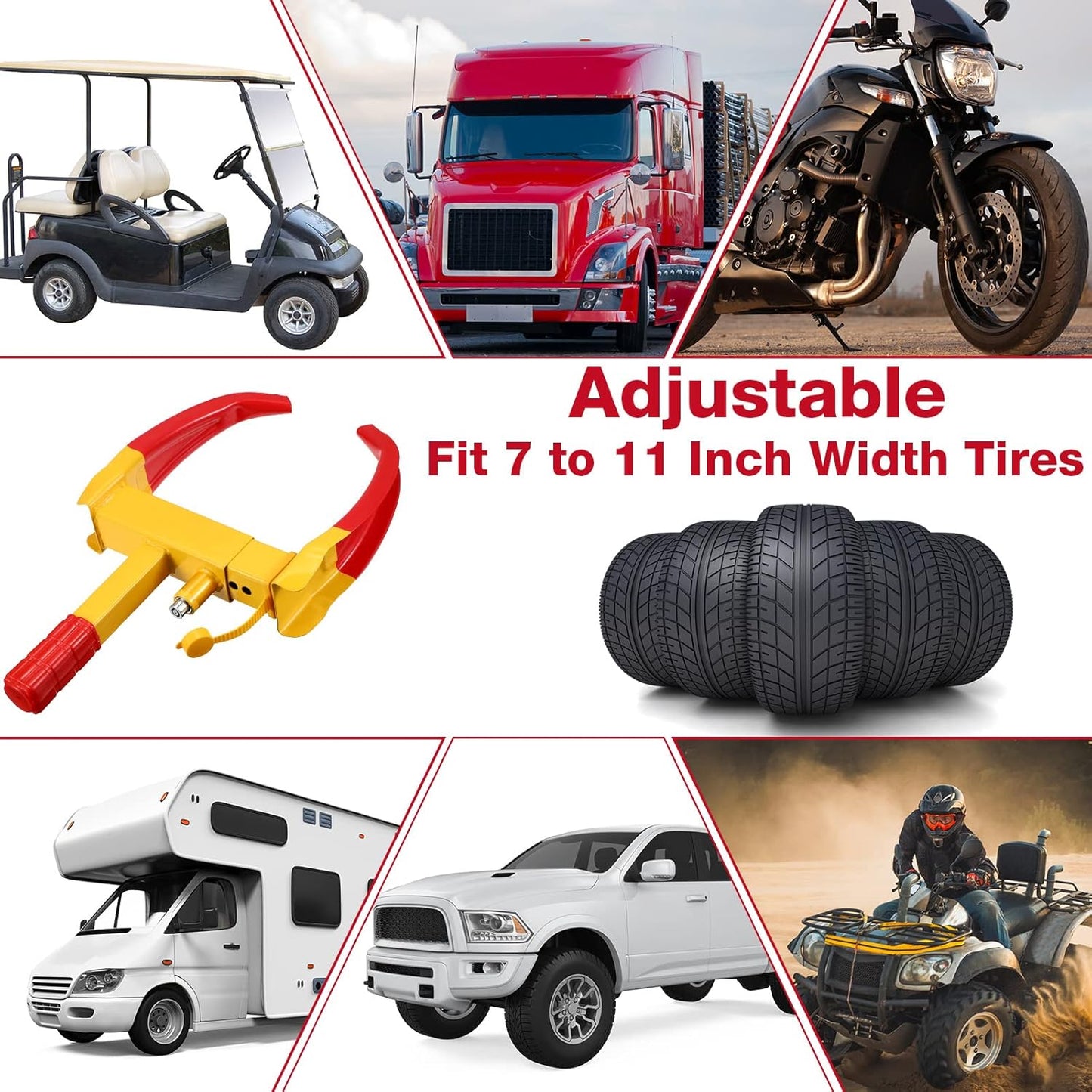 Bloqueo de rueda para coches, cerradura de rueda de remolque resistente