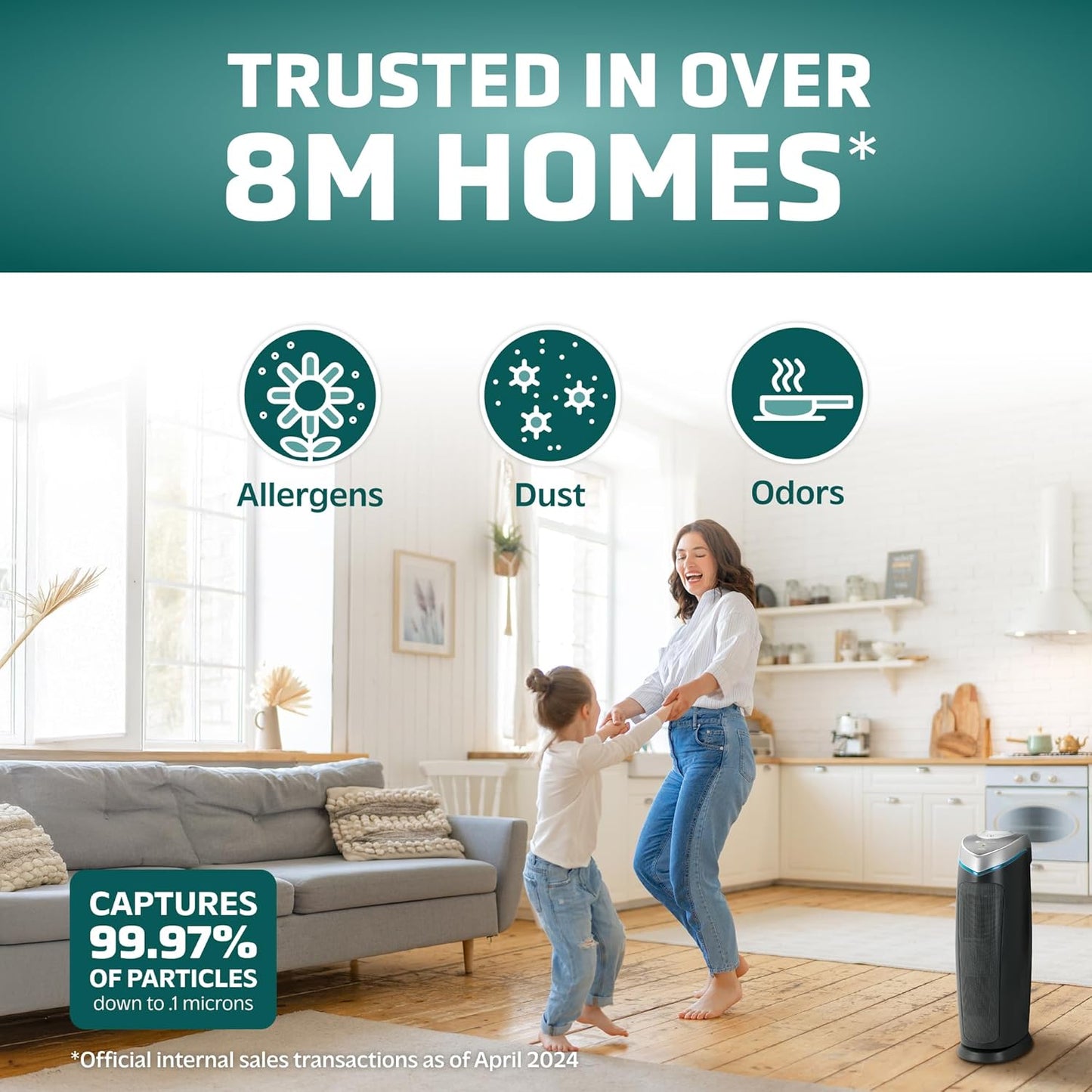 Sistema de purificación de aire 3 en 1 con filtro HEPA, UV(DETALLE)