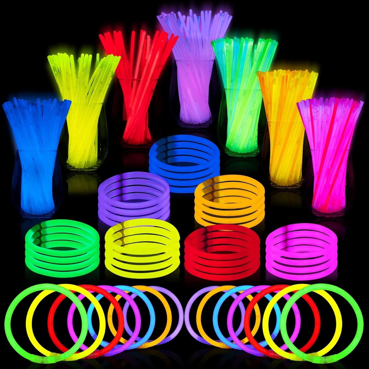 Glow Sticks Bulk 8" pulseras que Brillan en la Oscuridad, 400pcs.