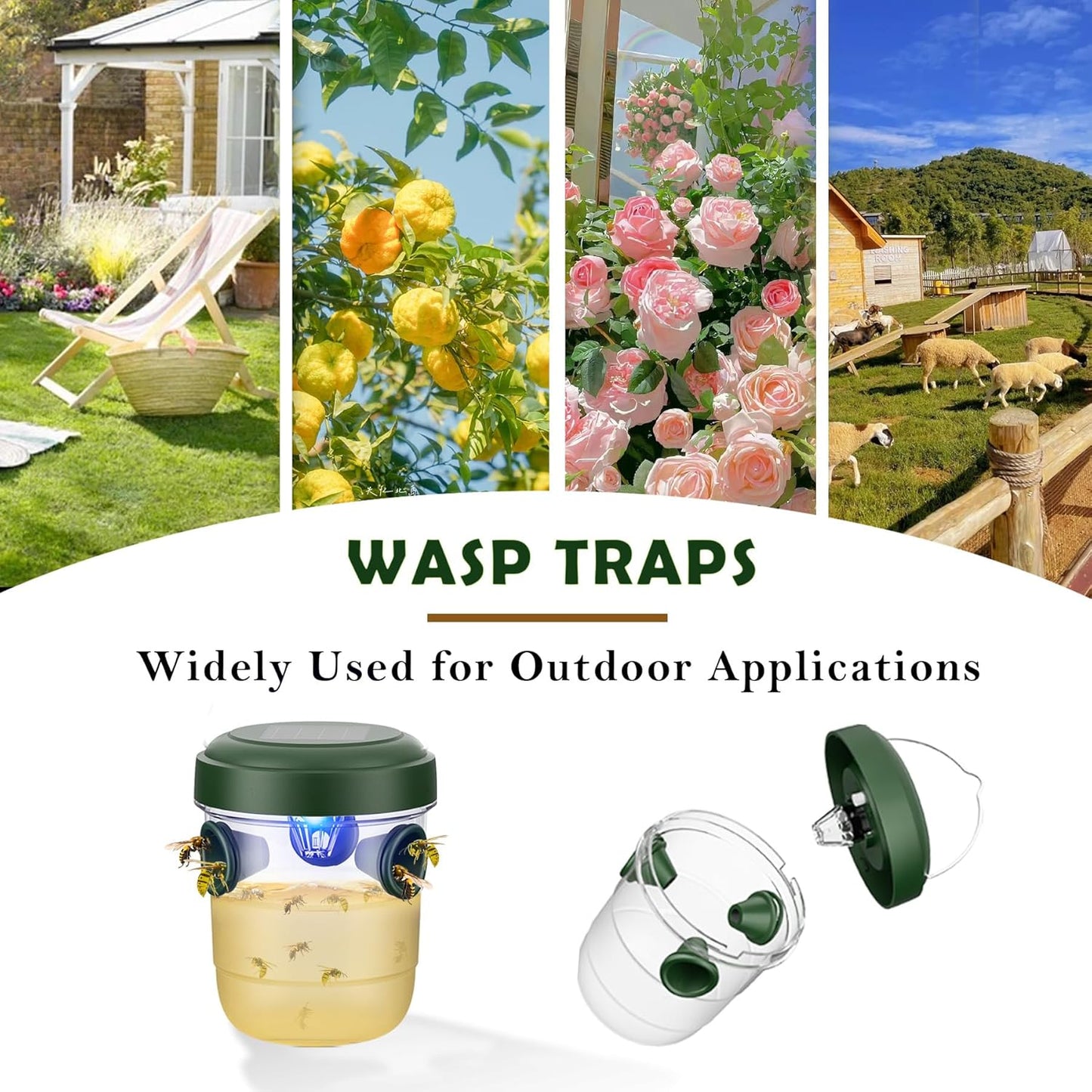 Trampas para avispas para colgar al aire libre, con energía solar.