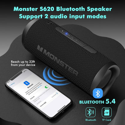 Altavoz Bluetooth Monster  S620, TWS, impermeable, BT 5.4
