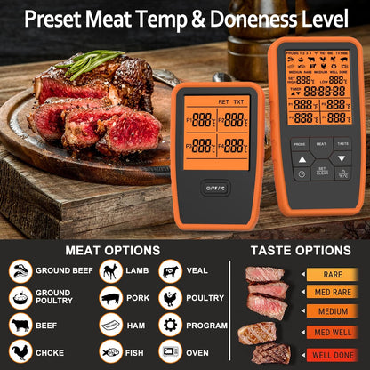 Termómetro Inalámbrico Para Carne Con 4 Sondas ENZOO