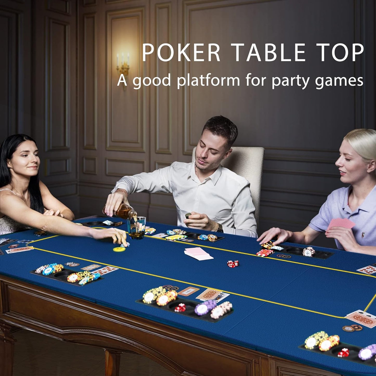 Sobremesa para Texas Poker Card de 8 jugadores, con portavasos.