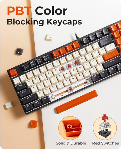havit Teclado mecánico con cable y teclado compacto.