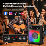 Máquina de karaoke, Bluetooth-portátil, HHWR con 2 micrófonos.