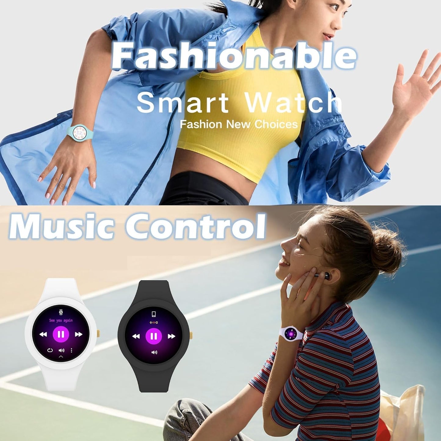 Smartwatch para mujer, LILA, Android iOS, podómetro, cal. counter