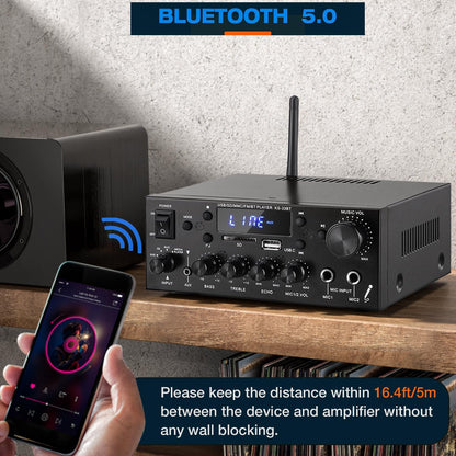 Receptor amplificador de audio estéreo KS-33BT