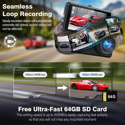 S7 2.5k Dash Cam Delantera Y Trasera, Tarjeta Sd De 64g.