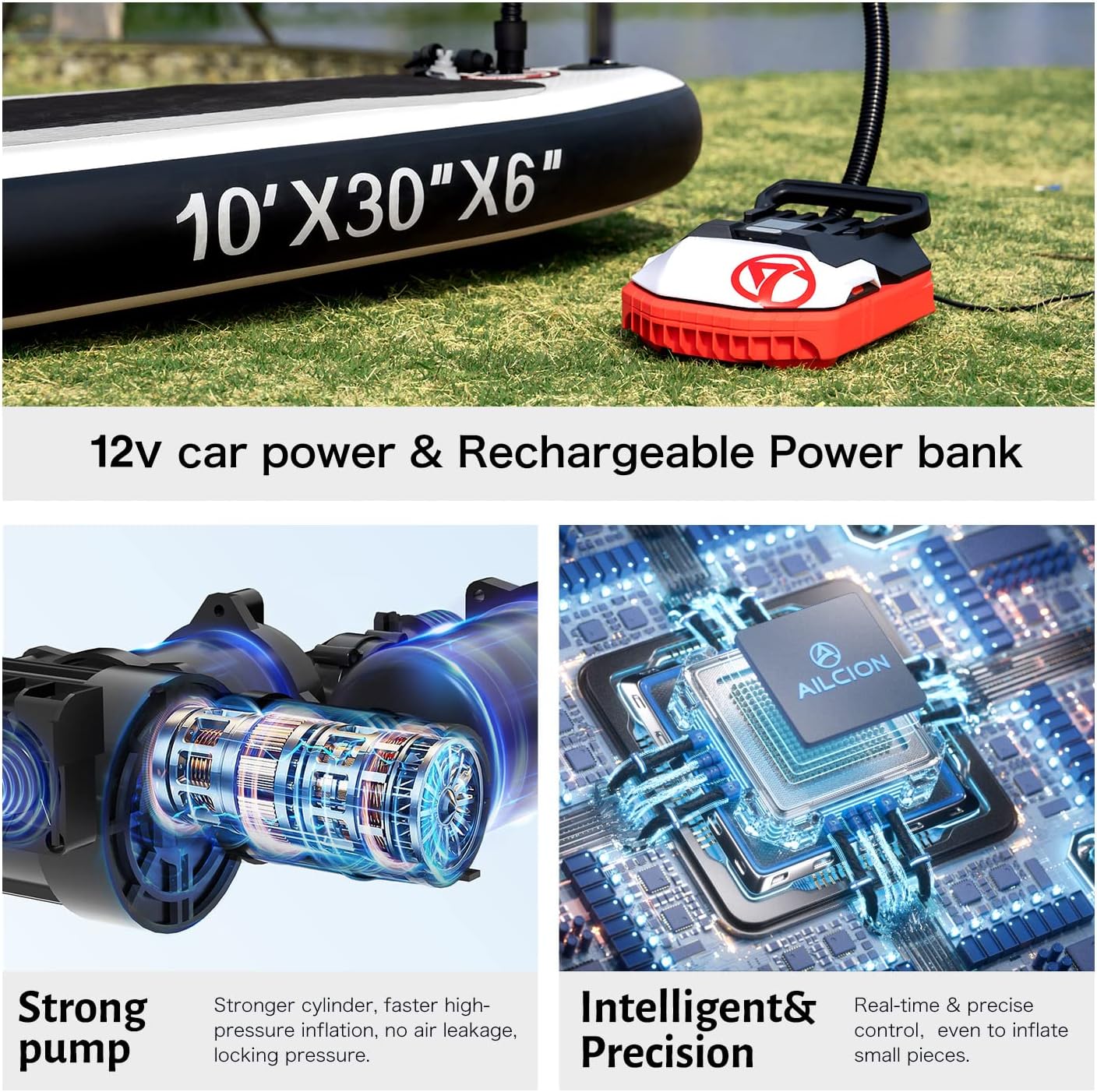 Bomba eléctrica de aire SUP para inflador y desinflador AILCION