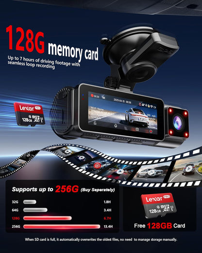 Dash Cam 3 Canales 4K GPS WiFi 128GB (USADO)