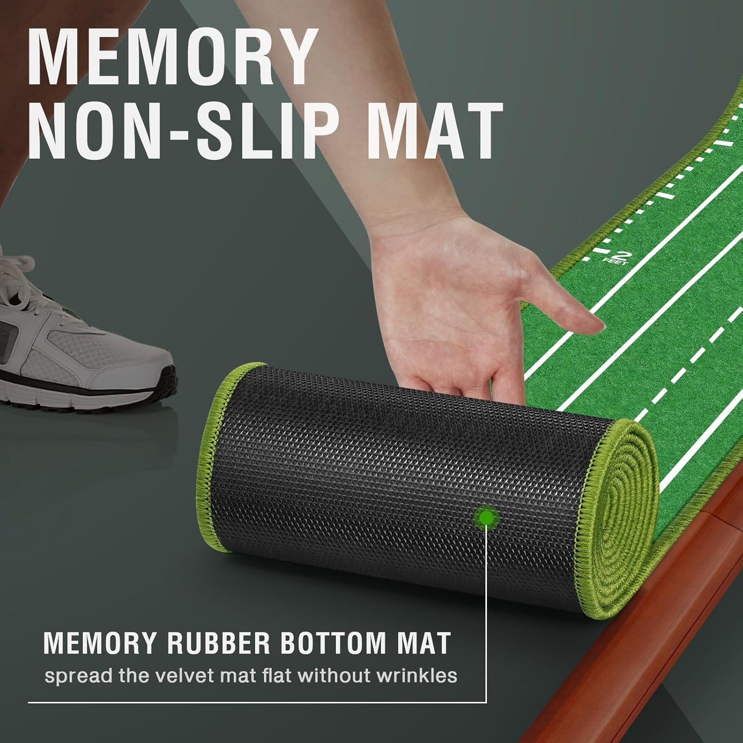 Tapete de entrenamiento de Golf con 2 agujeros, base de madera maciza,