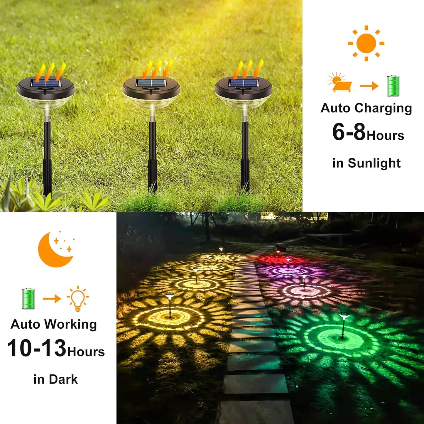 Paquete de 8 luces solares para camino de jardin, (USADAS).