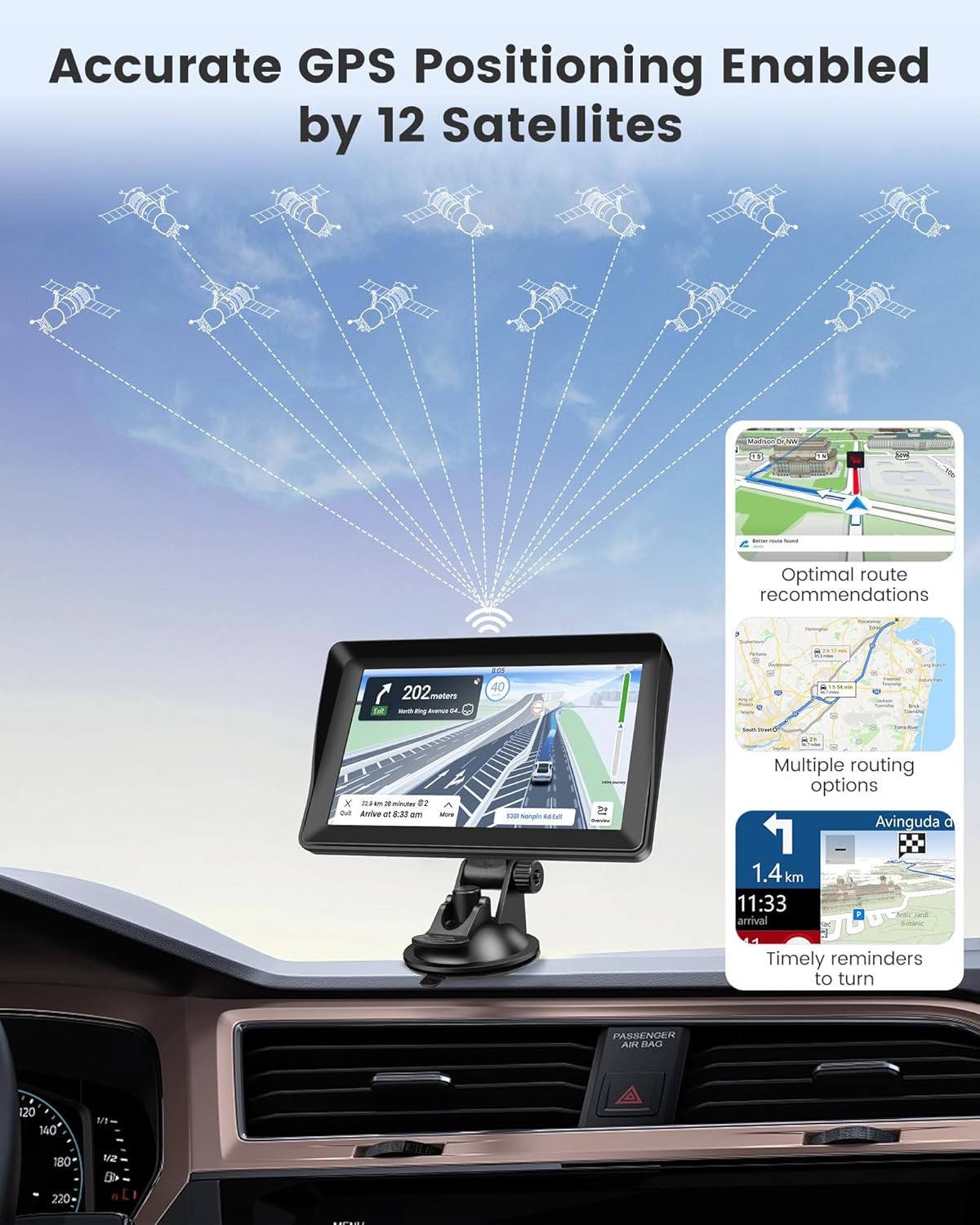 Dispositivo de navegación GPS  FIYAPOO para automóvil 2024.