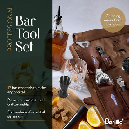Juego profesional de Bartender, Barillio, Portatil de Lona con Asa.