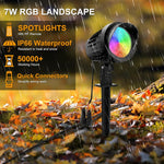 Luces LED de paisaje de 7W, MEIKEE, RGB, impermeables, (DETALLE).