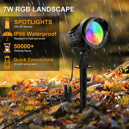 Luces LED de paisaje de 7W, MEIKEE, RGB, impermeables, (DETALLE).