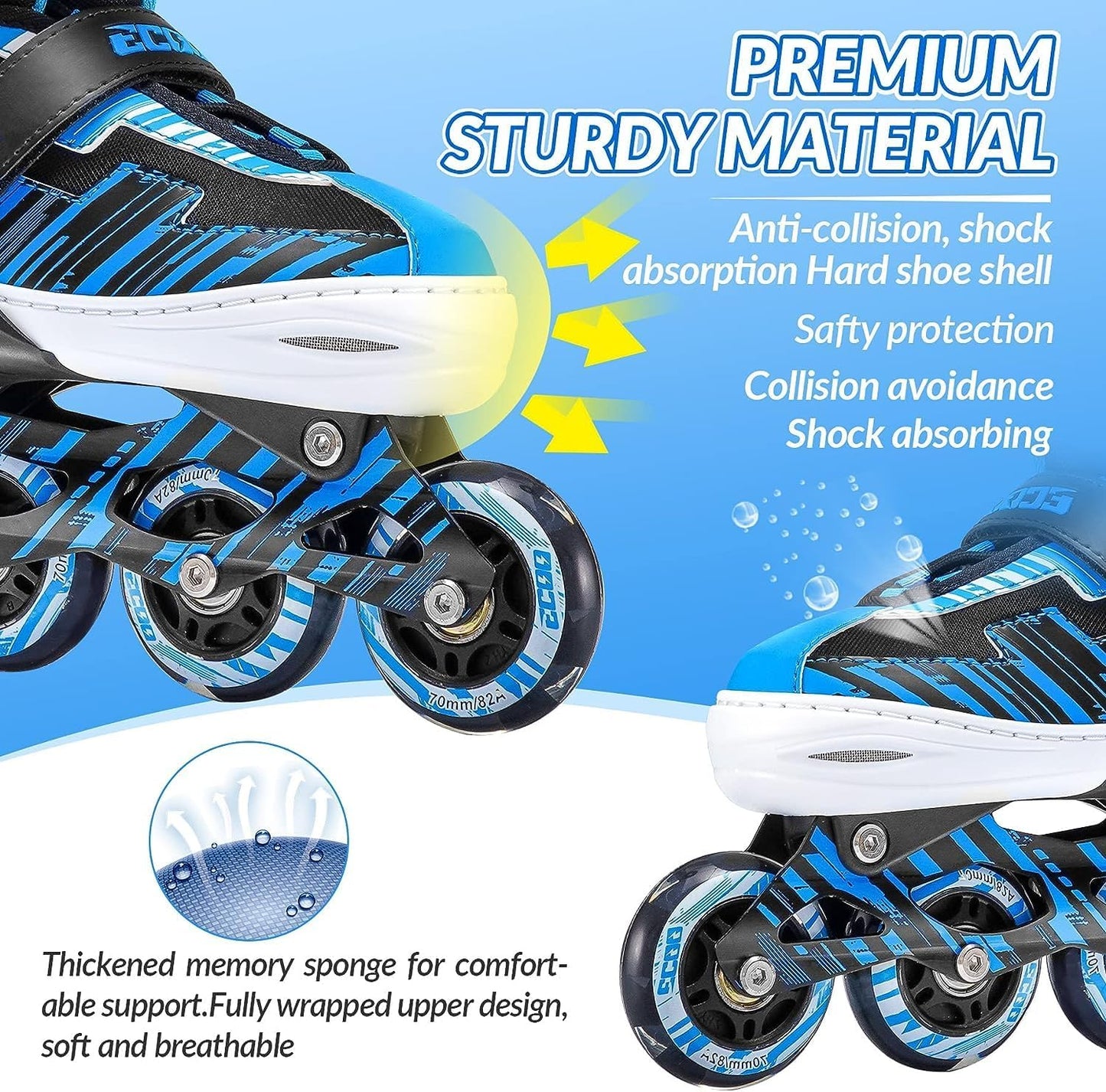 Patines en línea ajustables para niños y niñas con ruedas iluminadas. ECOO