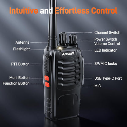 Walkie Talkies Arcshell Recargables 16 Canales UHF