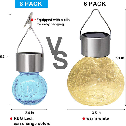 Luces solares, esféricas con pinzas para colgar, multicolor.