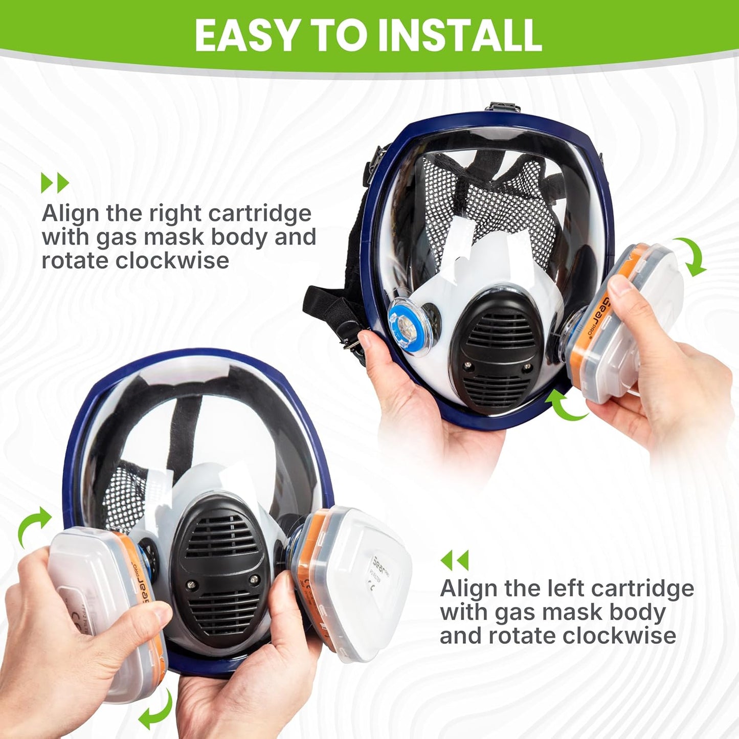 AirGearPro G-750 Respirador Máscara facial completa con filtros A1P2 anti-gas.