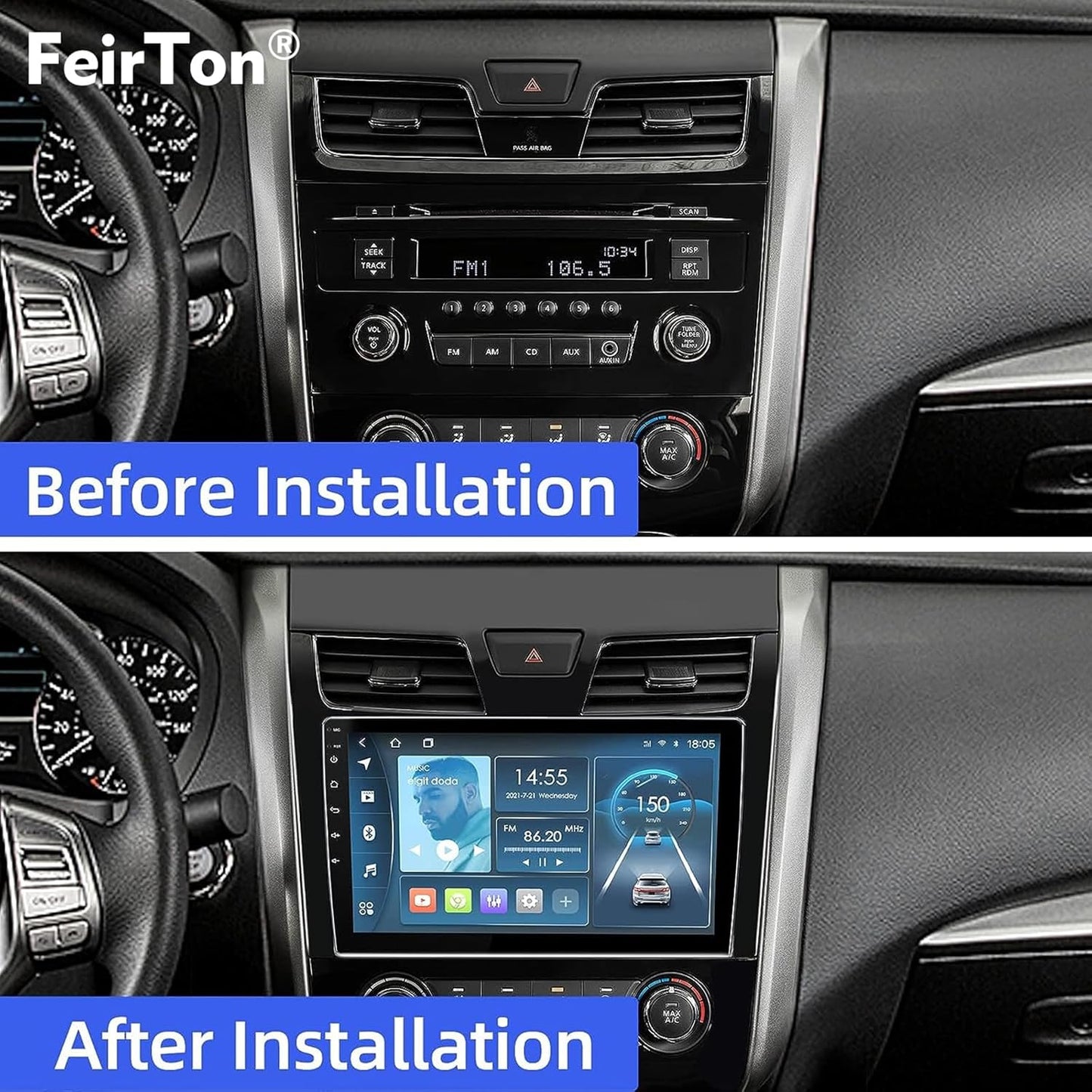 Estéreo para coche Nissan Altima 2013, Camara trasera, Carplay.