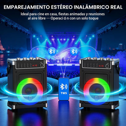 Altavoz Karaoke Bluetooth JYX-69BT con 2 Micrófonos Inalámbricos.