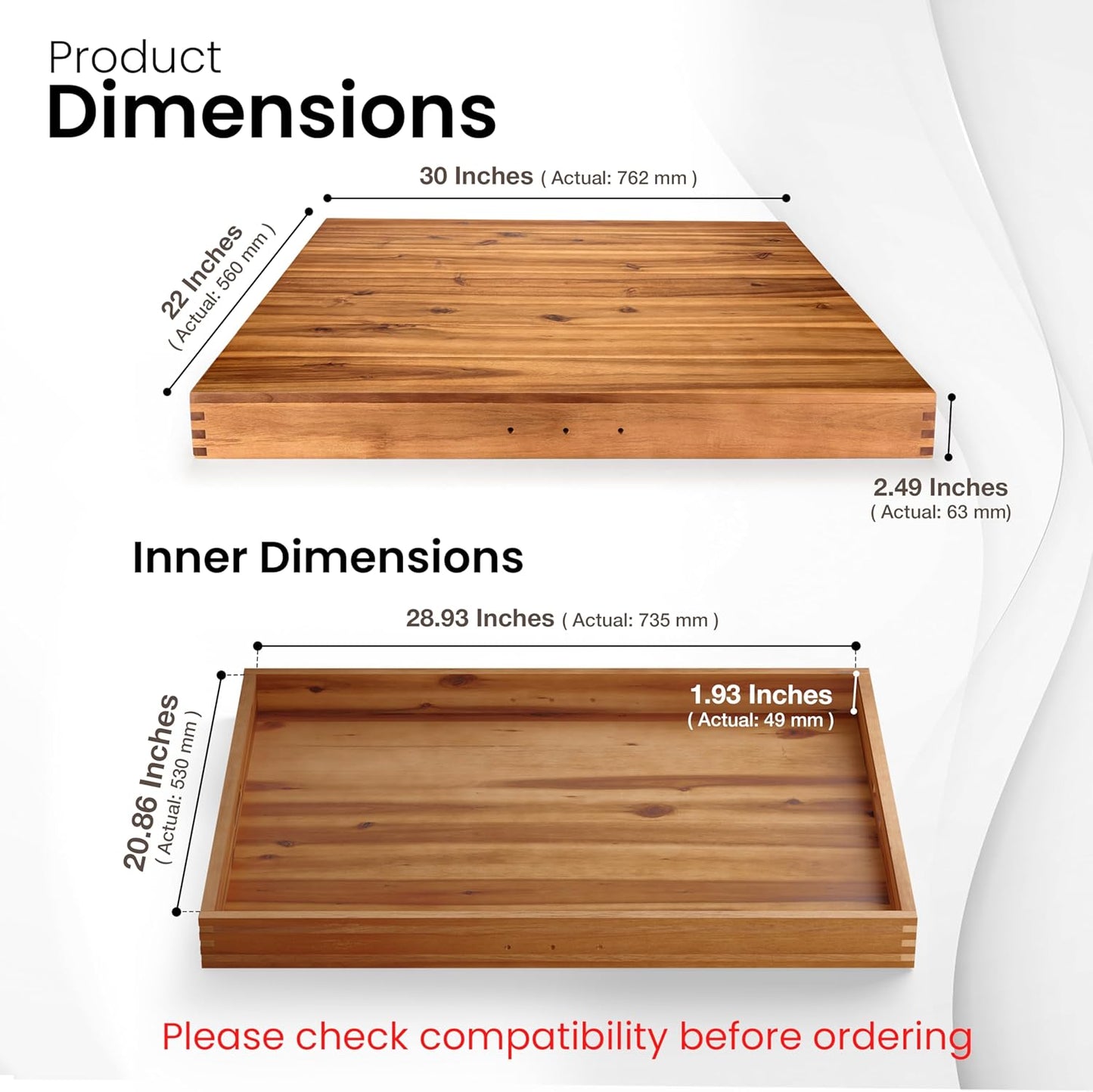 Cubierta de madera de acacia para estufa, 30*22*2.3 pulgadas