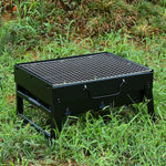 Asador de carbón portátil, plegable de acero inoxidable, uso exterior.