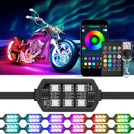 Kit de 12 luces LED para motocicleta, impermeables con control.