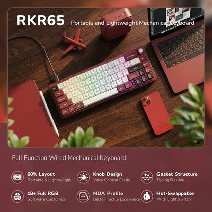 Teclado Mecánico RK Royal Kludge R65 RGB Rojo