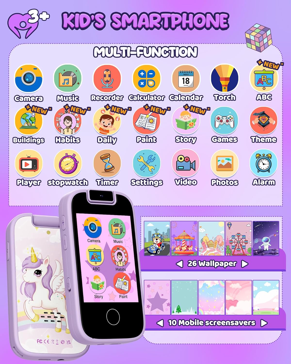 Teléfono para niñas cámara dual y juegos (USADO)