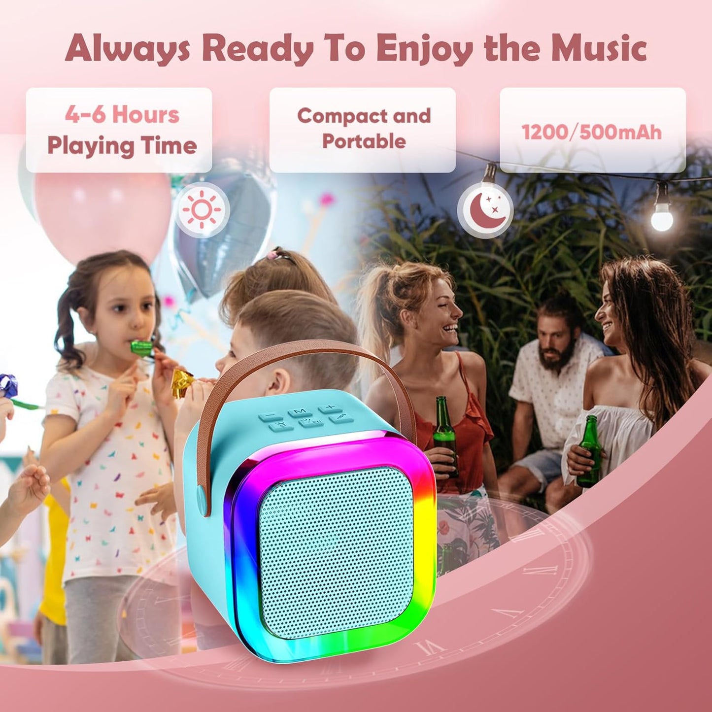 Aplsinvivi Mini altavoz para máquina de karaoke para niños.