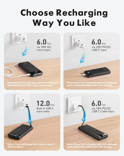 Charmast-Cargador portátil negro con 4 cables (Usado)