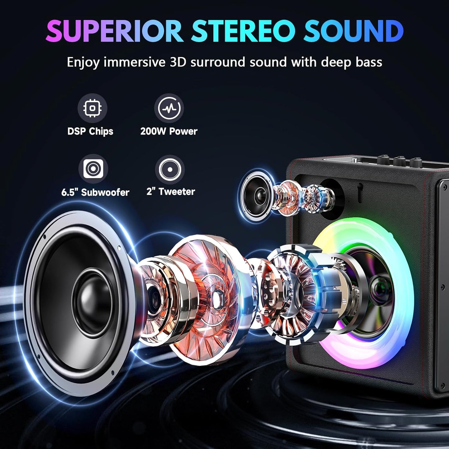 Máquina de karaoke, altavoz portátil Bluetooth 5.3.