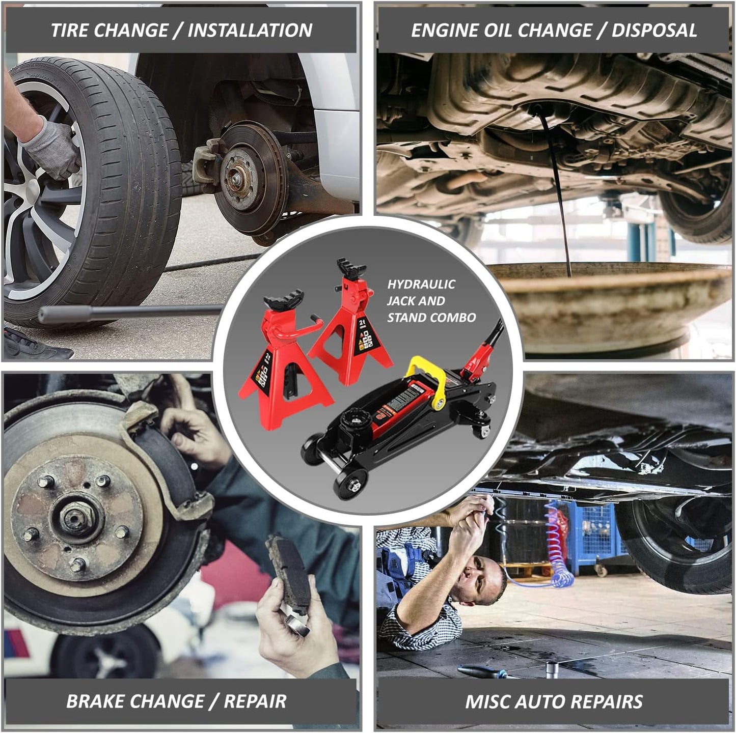 Kit de gato hidráulico, con 2 soportes, 2TON. (USADO).